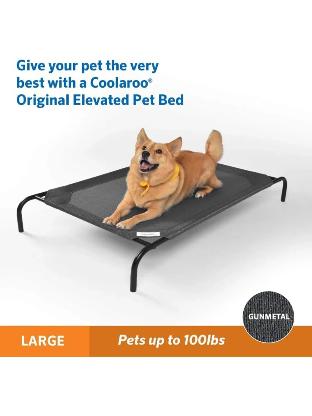 Elevated Dog Bed - Breathable Off-The-Ground Pet Bed with Cooling Fabric, Large